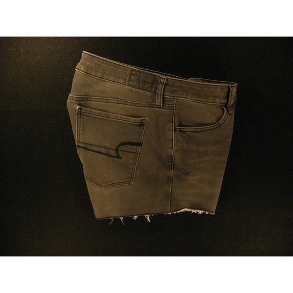 American Eagle Womans SHORTS CUTOFF JEAN 12R JEGGING SUPER STRETCH Black Denim - Picture 3 of 10